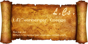 Lövenberger Csenge névjegykártya